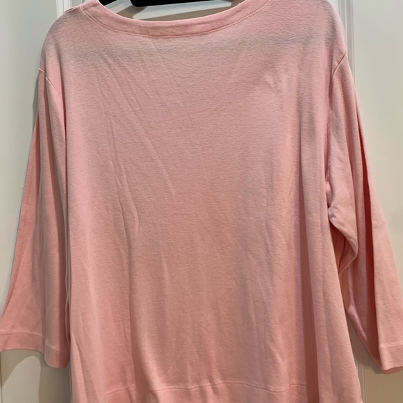 Talbots pink 3/4 Sleeve Tee Plus Sz 2X V-Neck Armpit To Armpit 26” - Picture 5 of 5